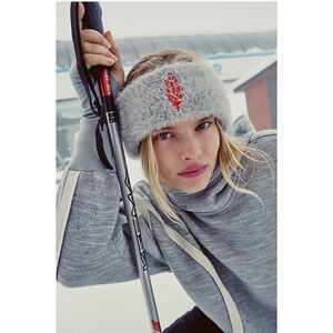 FP Movement by Free People Furry Gray Headband with Red Detail